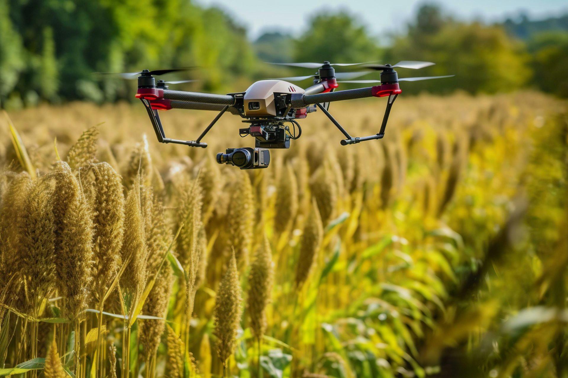 Drone spraying crops